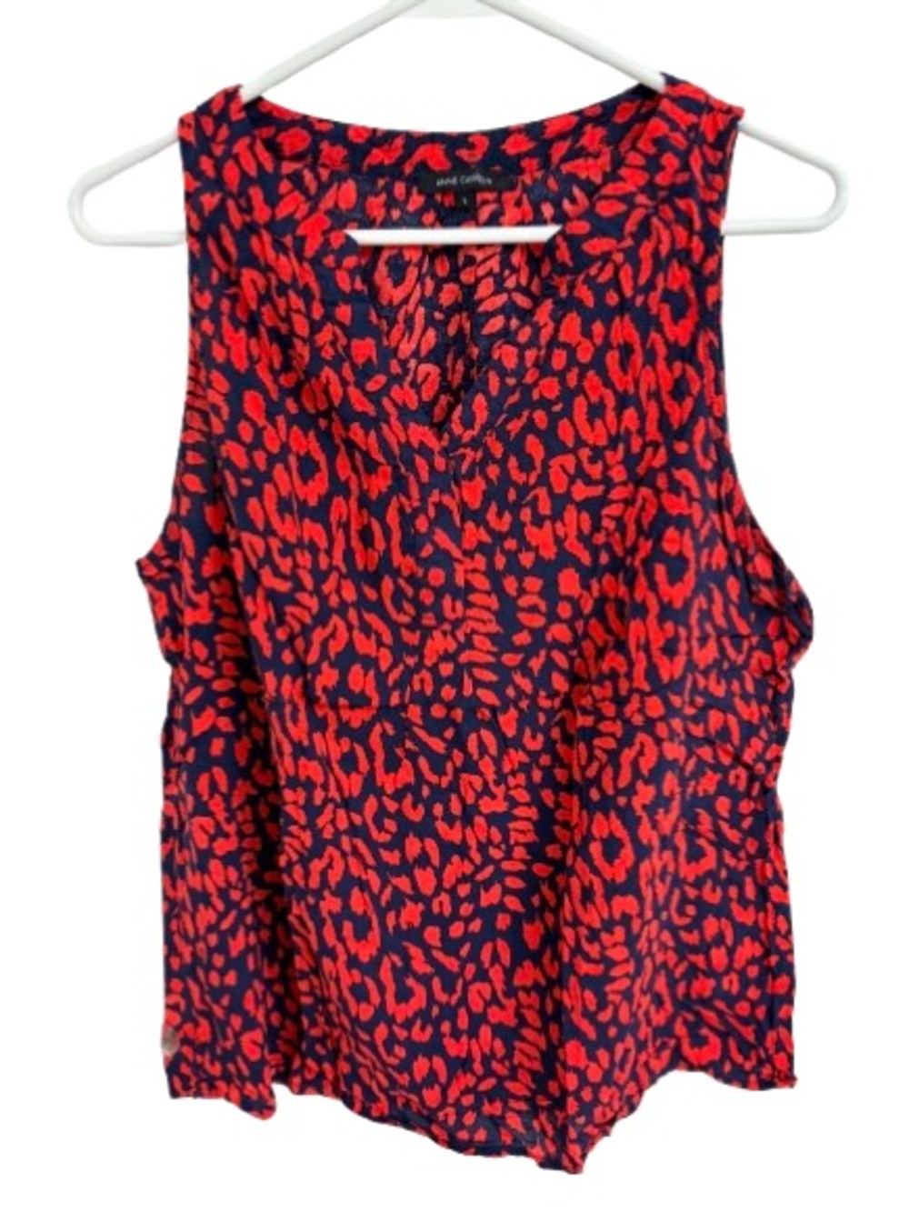 Anne Carson Red Leopard-Print V-Neck Sleeveless Top